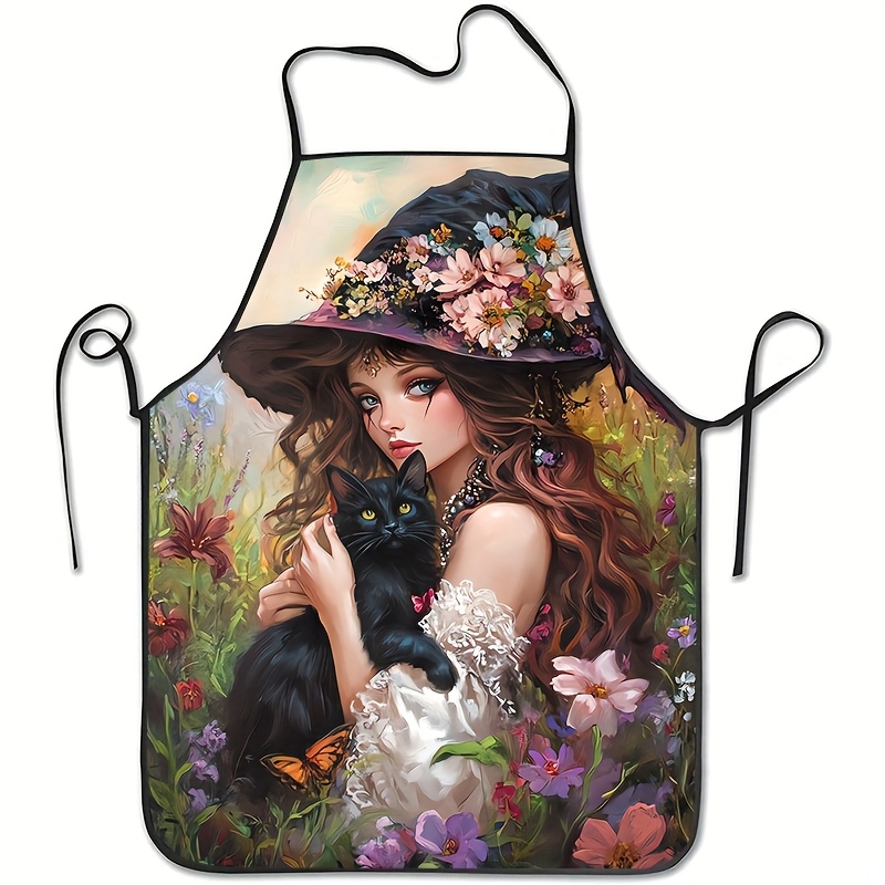 Kitchen Witch Baking - Delantal estampado con motivos de gatos